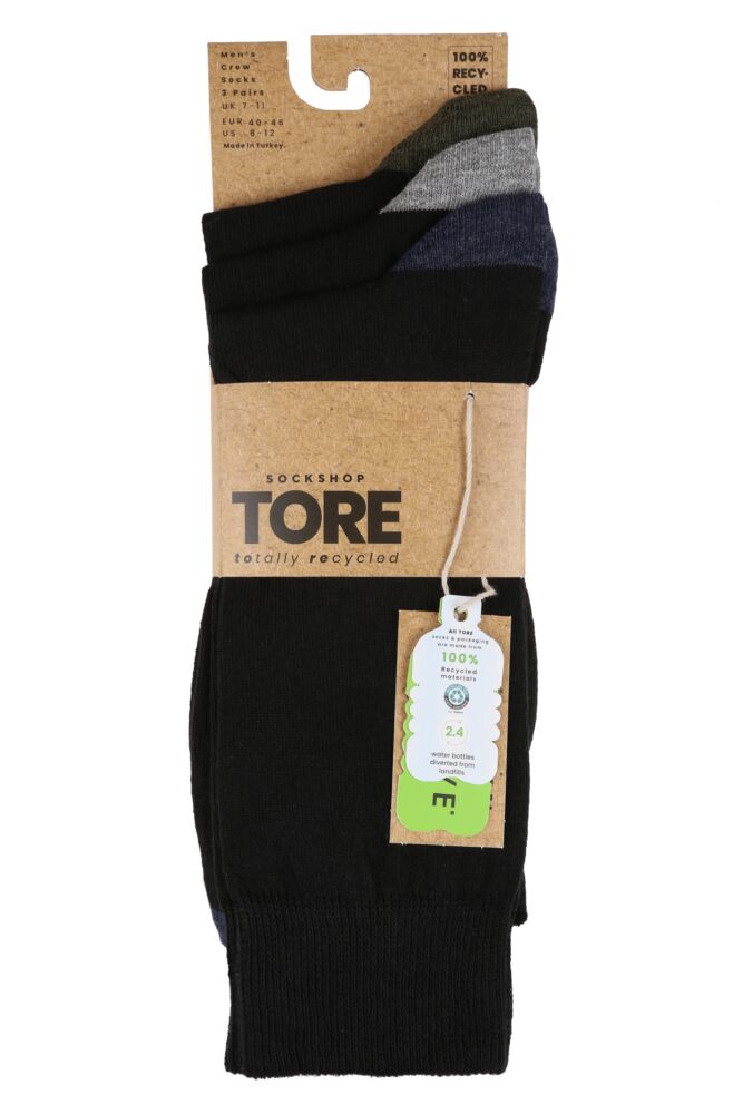 sockshop TOREMens Recycled Cotton Heel & Toe Socks 3-Pair