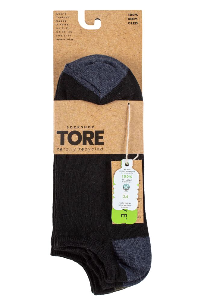 sockshop TOREMens Recycled Cotton Heel & Toe Trainer Socks 3-Pair