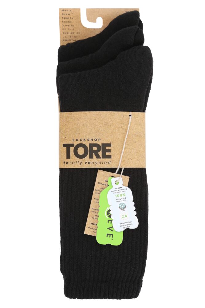 sockshop TOREMens Recycled Cotton Plain Sports Socks 3-Pair