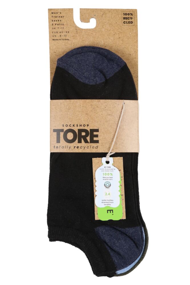 sockshop TOREMens Recycled Cotton Plain Trainer Socks 3-Pair