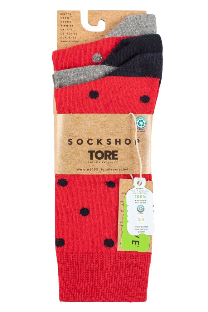 sockshop TOREMens Recycled Cotton Polka Dot Patterned Socks 3-Pair