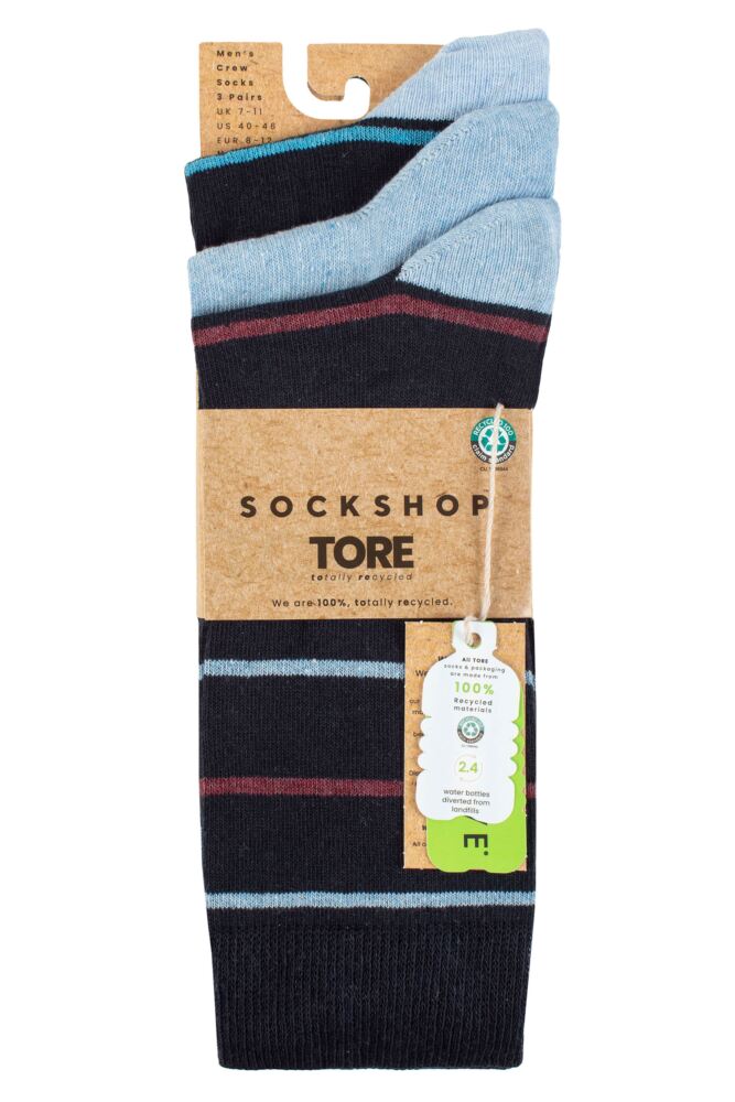 sockshop TOREMens Recycled Cotton Thin Stripe Patterned Socks 3-Pair