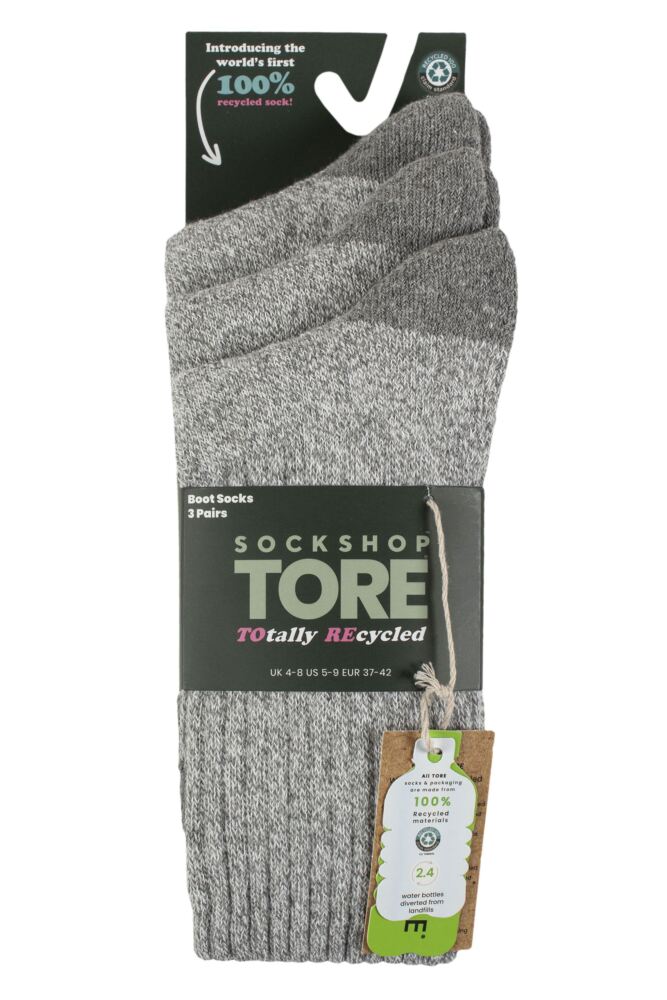 sockshop TOREWomen's 100% Recycled Plain Cotton Boot Socks – 3 Pair