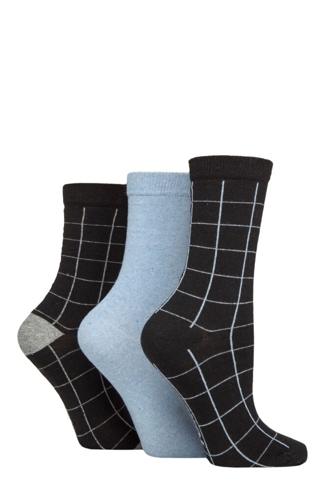 Sockshop TOREWomens 100% Recycled Cotton Grid Patterned Socks 3-Pair