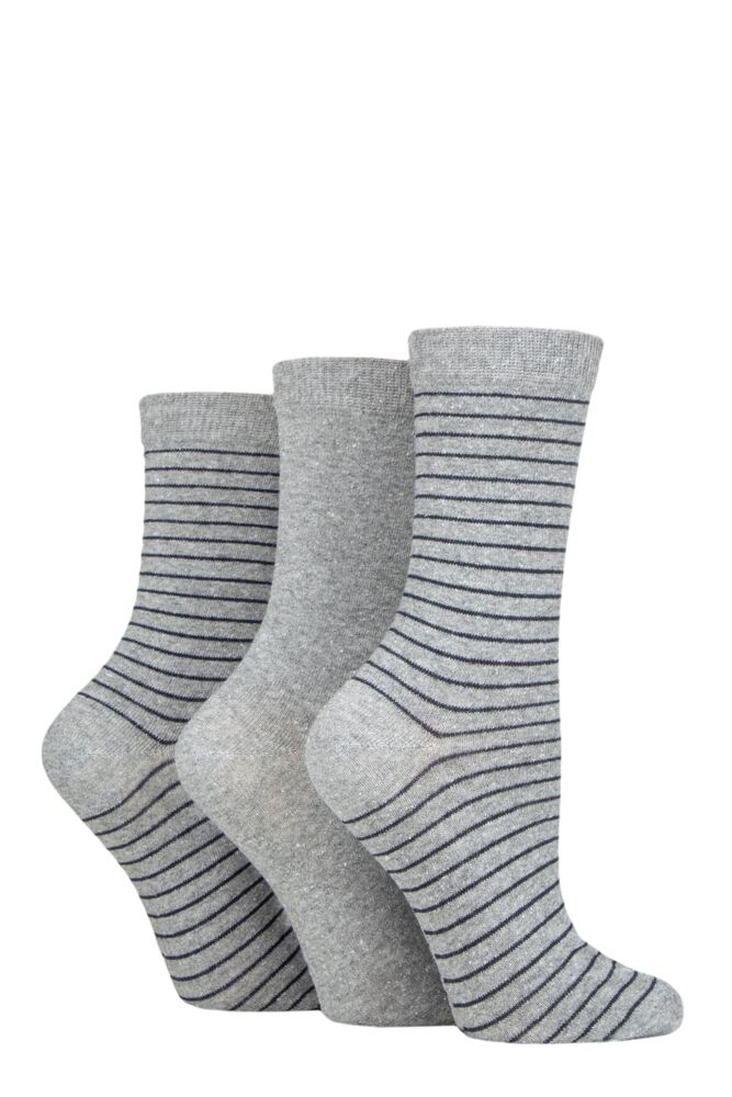 Sockshop TOREWomens Recycled Cotton Fine Stripe Socks 3-Pair