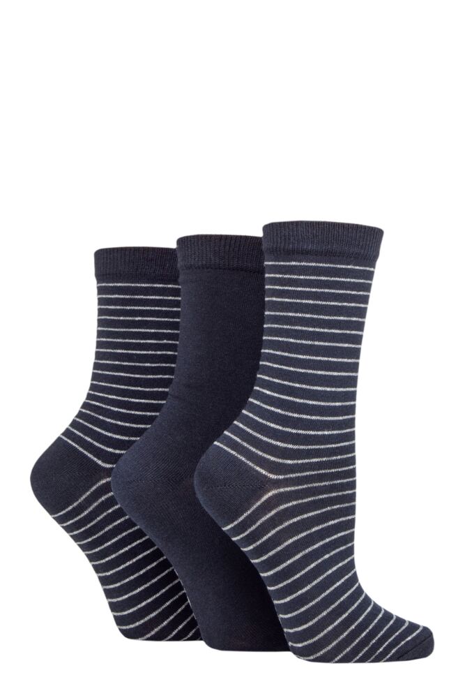 Sockshop TOREWomens Recycled Cotton Fine Stripe Socks 3-Pair