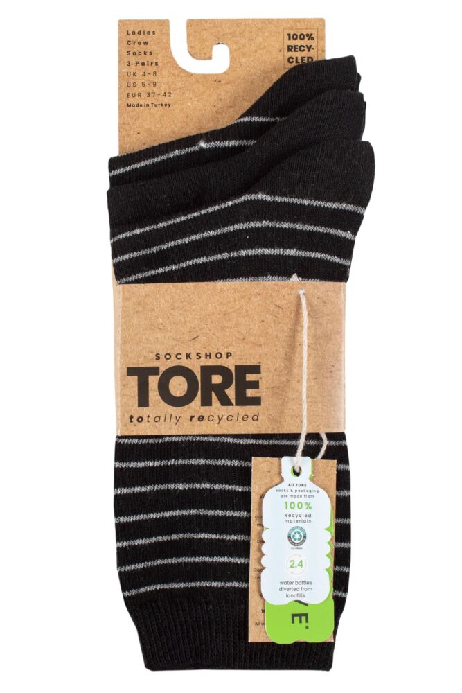 sockshop TOREWomens Recycled Cotton Fine Stripe Socks 3-Pair