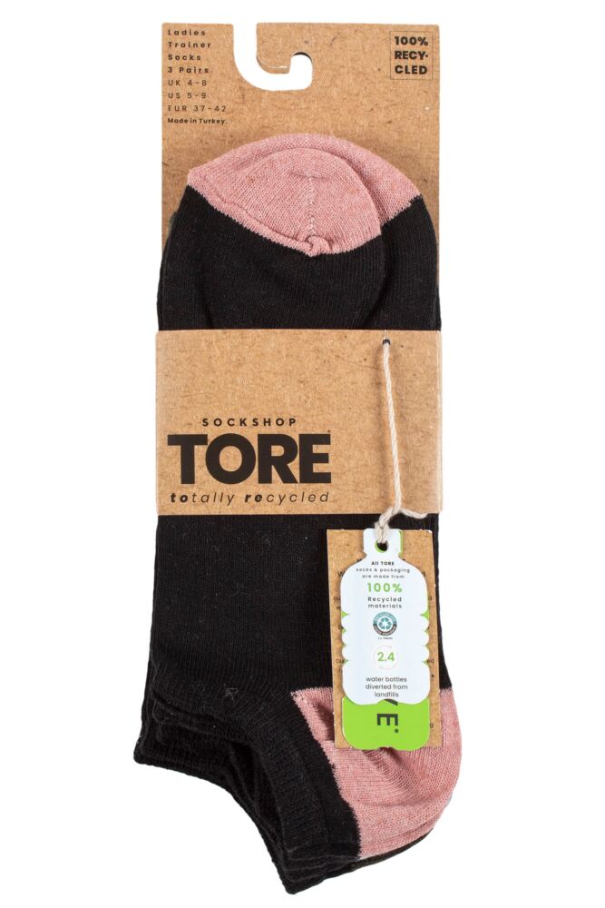 sockshop TOREWomens Recycled Cotton Heel & Toe Trainer Socks 3-Pair