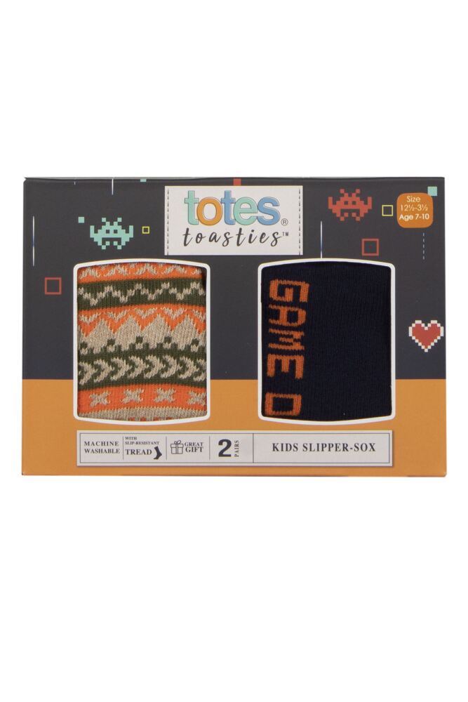 Sockshop TotesBoys Original Novelty Slipper Socks With Grip 2-Pair Gift Box