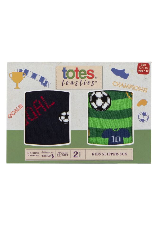 sockshop TotesBoys Original Novelty Slipper Socks with Grip 2-Pair Gift Box