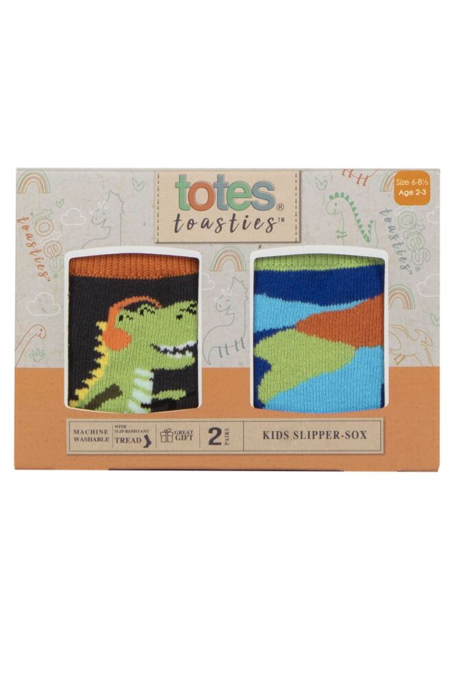 sockshop TotesBoys Tots Original Novelty Slipper Socks with Grip 2-Pair Gift Box