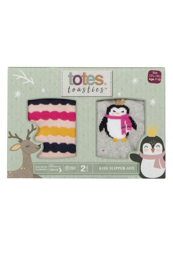Sockshop TotesGirls Original Novelty Slipper Socks With Grip 2-Pair Gift Box