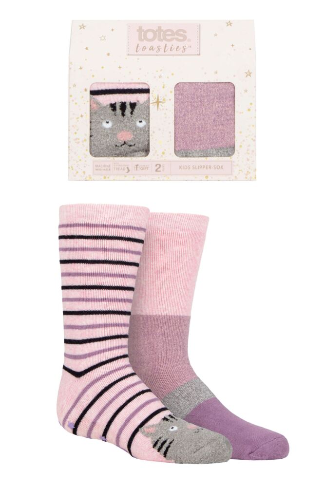 Sockshop TotesGirls Original Novelty Slipper Socks With Grip 2-Pair Gift Box