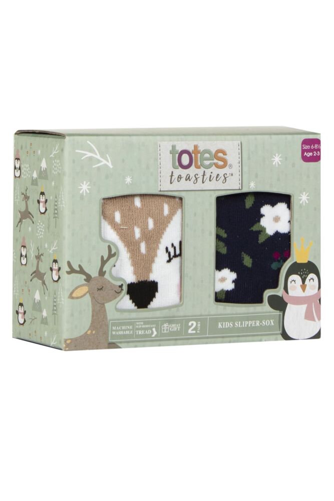 Sockshop TotesGirls Tots Original Novelty Slipper Socks With Grip 2-Pair Gift Box