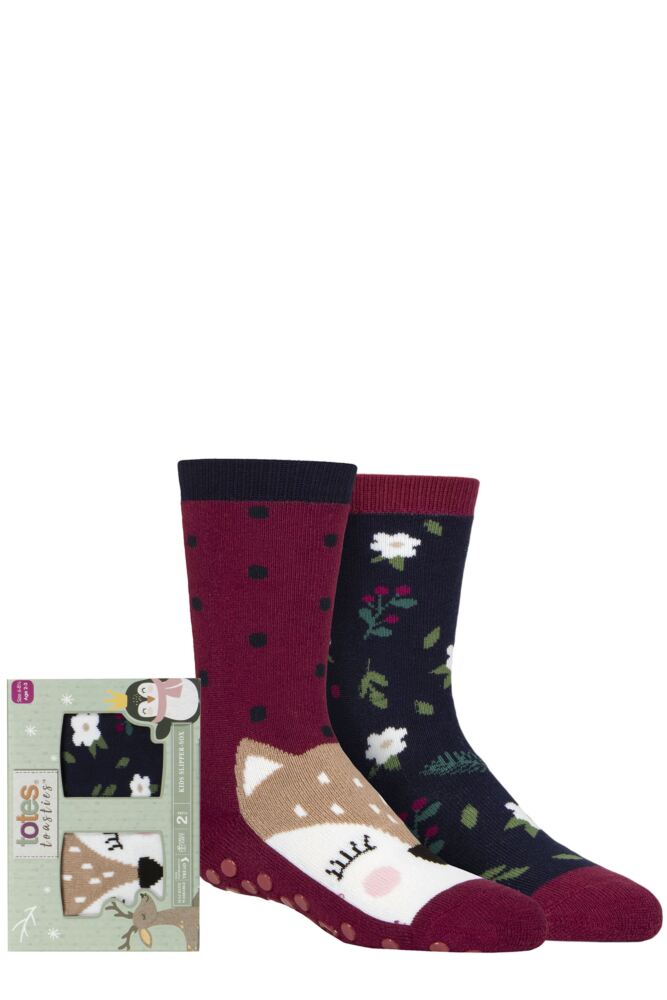 Sockshop TotesGirls Tots Original Novelty Slipper Socks With Grip 2-Pair Gift Box