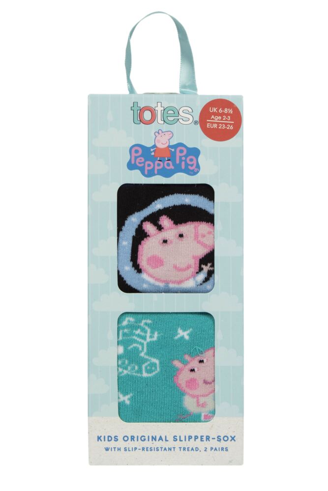 Sockshop TotesKids Peppa Pig Original Slipper Socks With Grip 2-Pair Gift Box