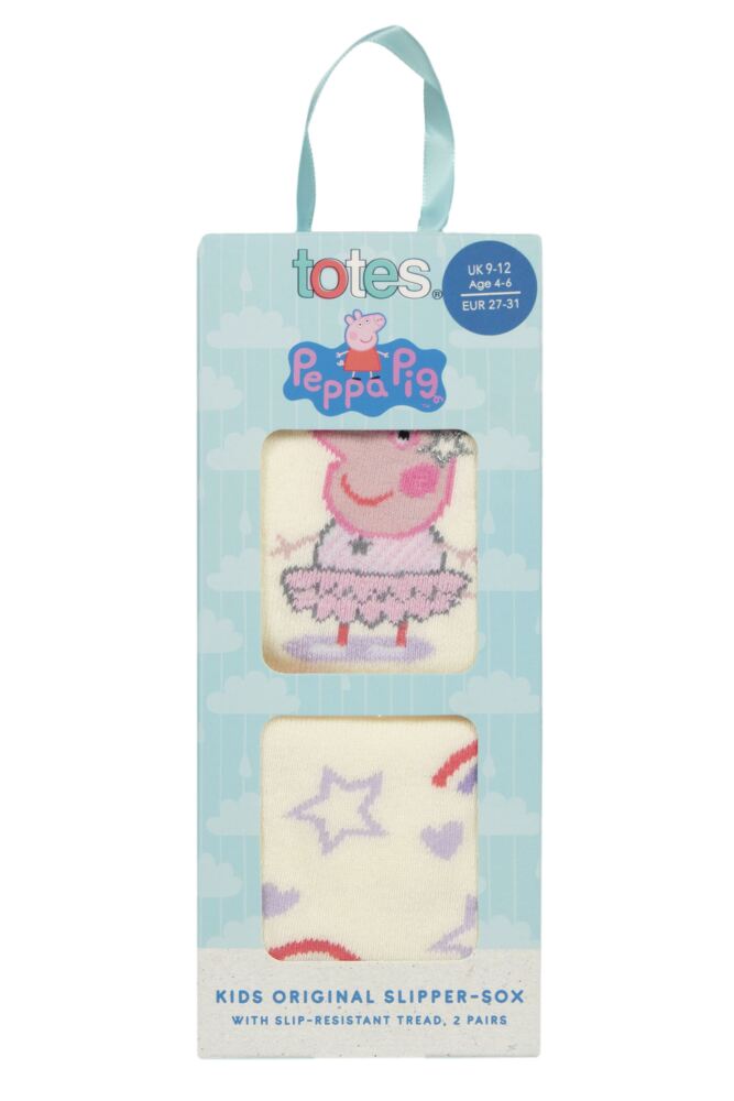 sockshop TotesKids Peppa Pig Original Slipper Socks with Grip 2-Pair Gift Box