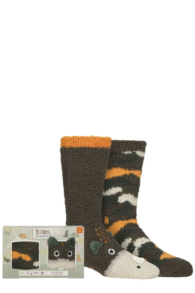 Sockshop TotesKids Super Soft Slipper Socks With Grip 2-Pair