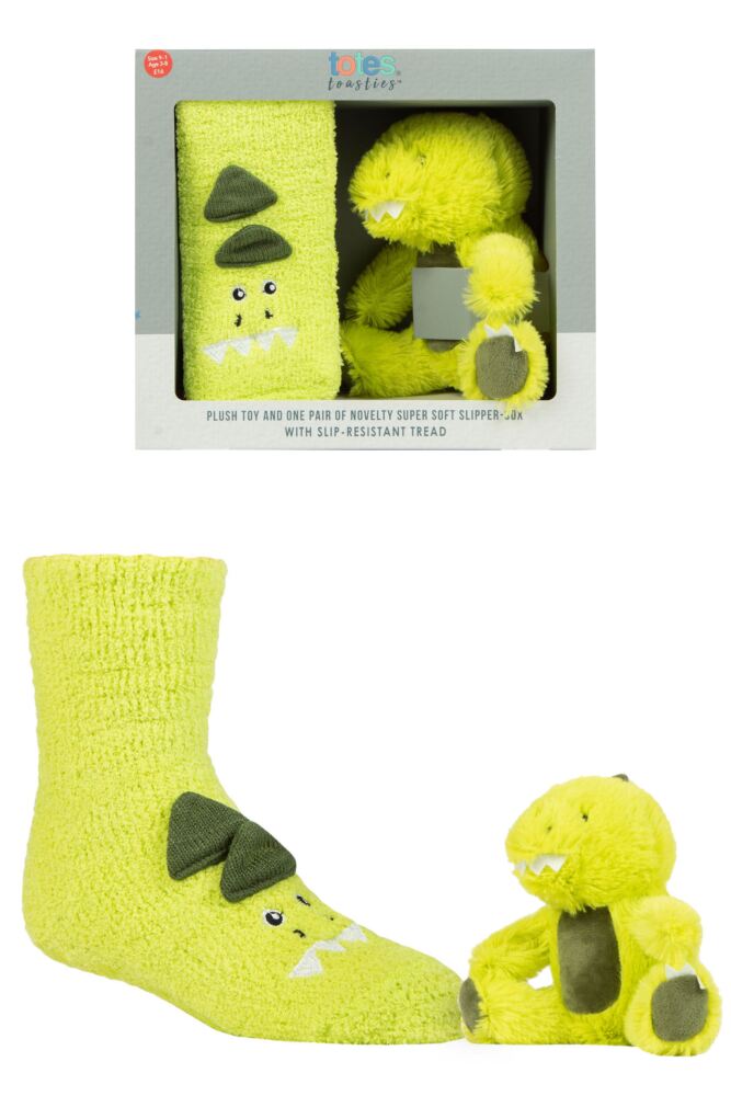 Sockshop TotesKids Super Soft Slipper Socks With Plush Toy Gift Box