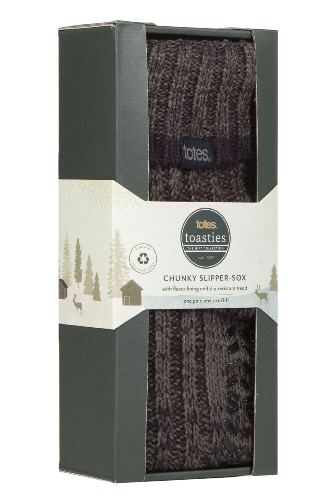 Sockshop TotesMens Chunky Slipper Socks With Grip Gift Box