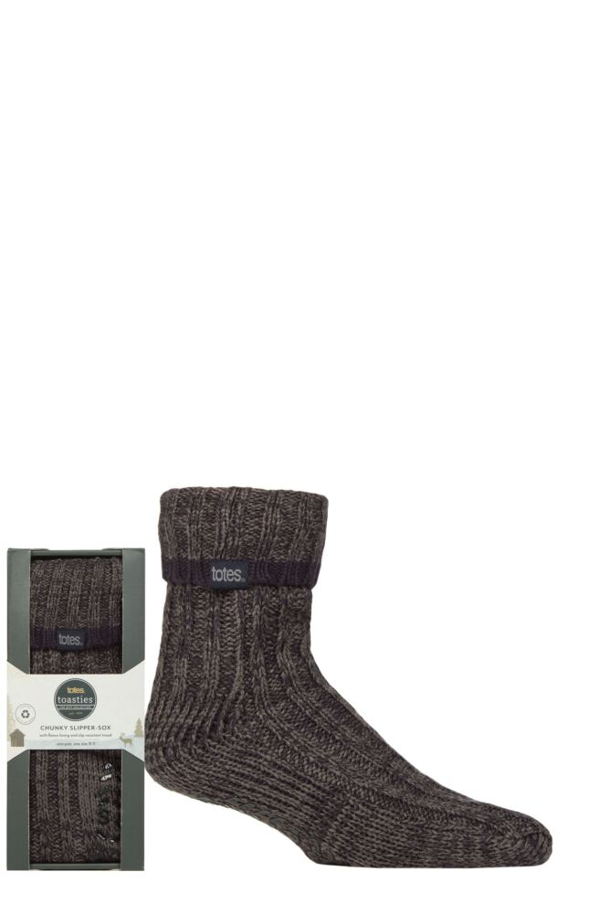 Sockshop TotesMens Chunky Slipper Socks With Grip Gift Box