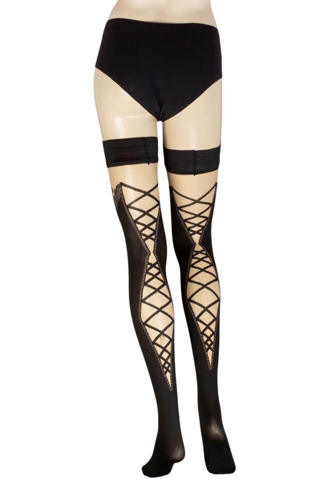Sockshop TrasparenzeWomens Clover Strap Effect Hold Ups