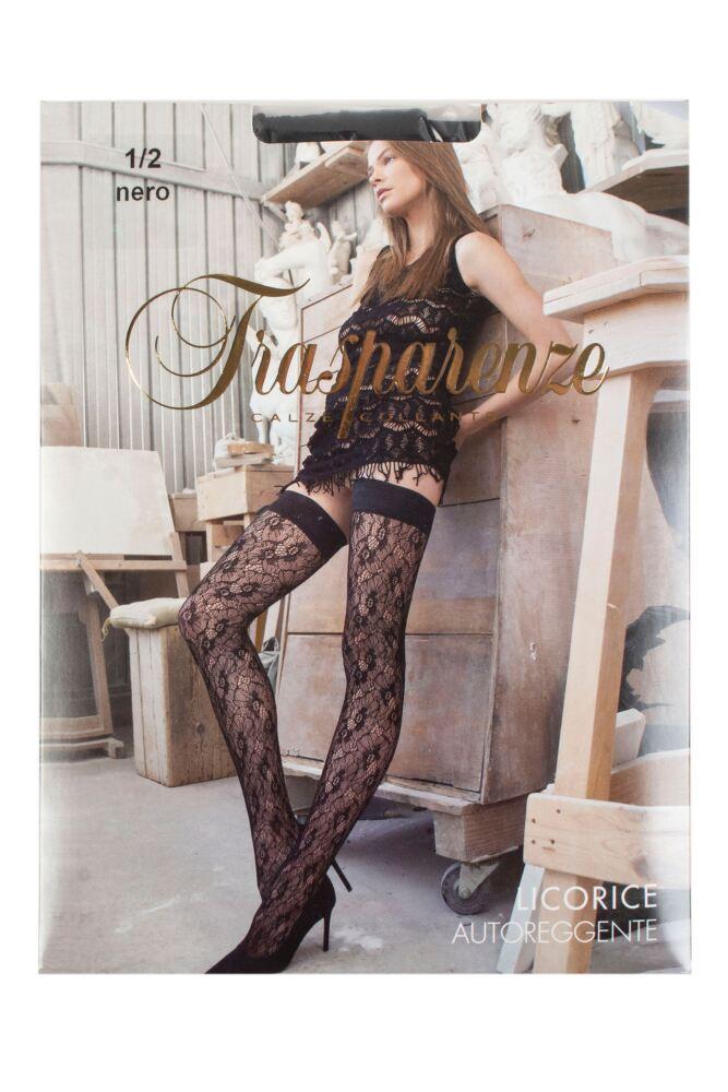 sockshop TrasparenzeWomens Licorice Floral Net Hold Ups