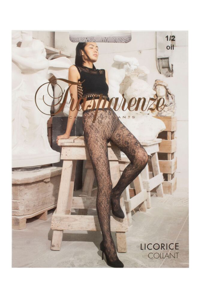 sockshop TrasparenzeWomens Licorice Floral Net Tights