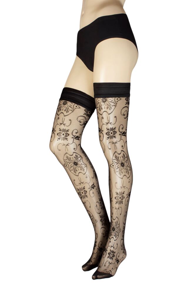 Sockshop TrasparenzeWomens Lisbona Floral Patterned Sheer Hold Ups