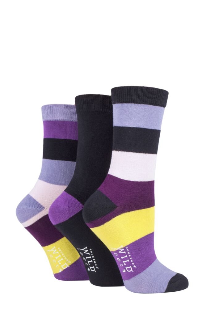 Sockshop WildfeetLadies Broad Stripes Bamboo Socks 3-Pair