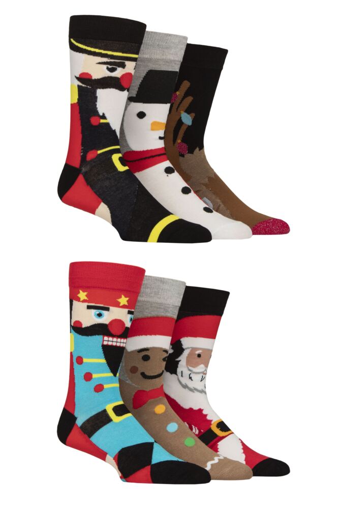 Sockshop WildfeetMens Bamboo Christmas Mismatched Socks 3-Pair