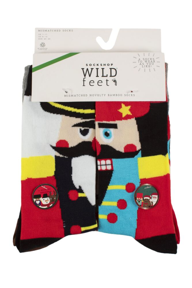sockshop WildfeetMens Bamboo Christmas Mismatched Socks 3-Pair