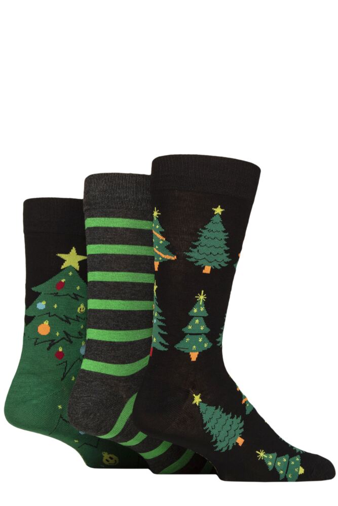 Sockshop WildfeetMens Bamboo Christmas Patterned Socks 3-Pair With Gift Tag