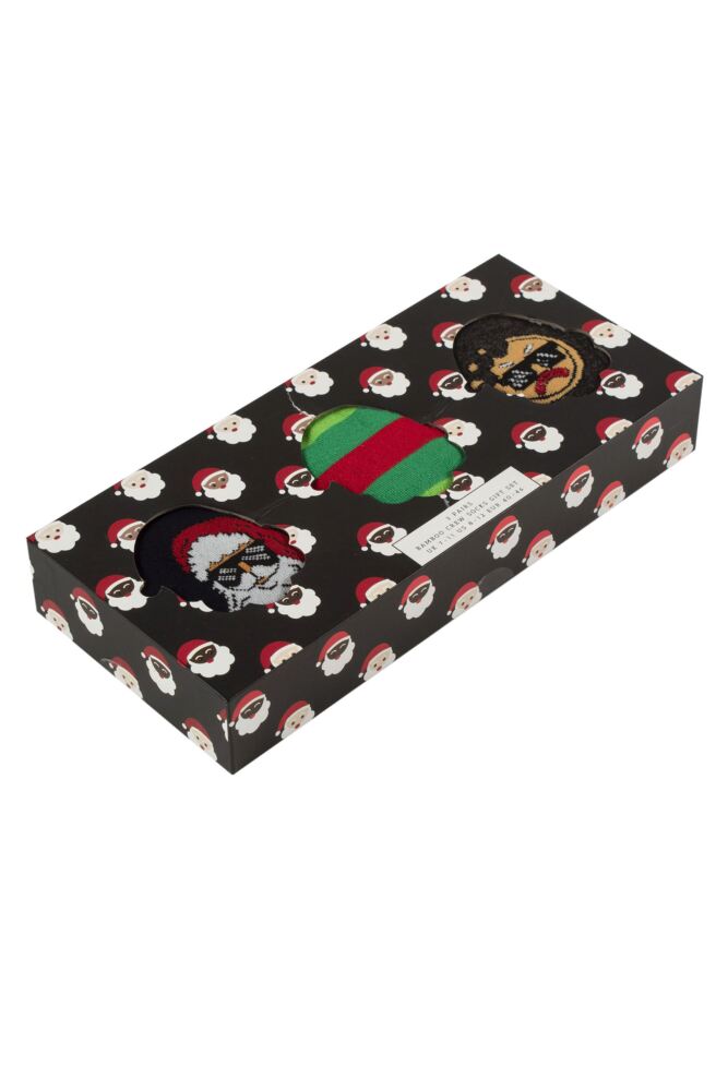 Sockshop WildfeetMens Bamboo Christmas Socks 3-Pair Santa Gift Box