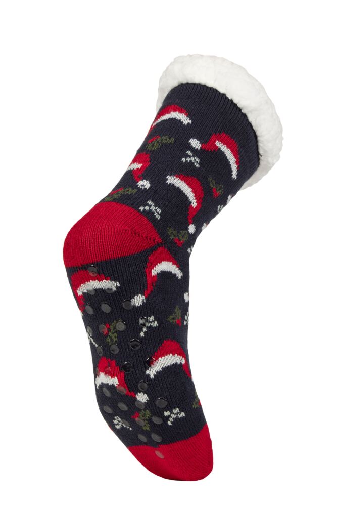 Sockshop WildfeetMens Christmas Slipper Socks In Santa Patterned Gift Box
