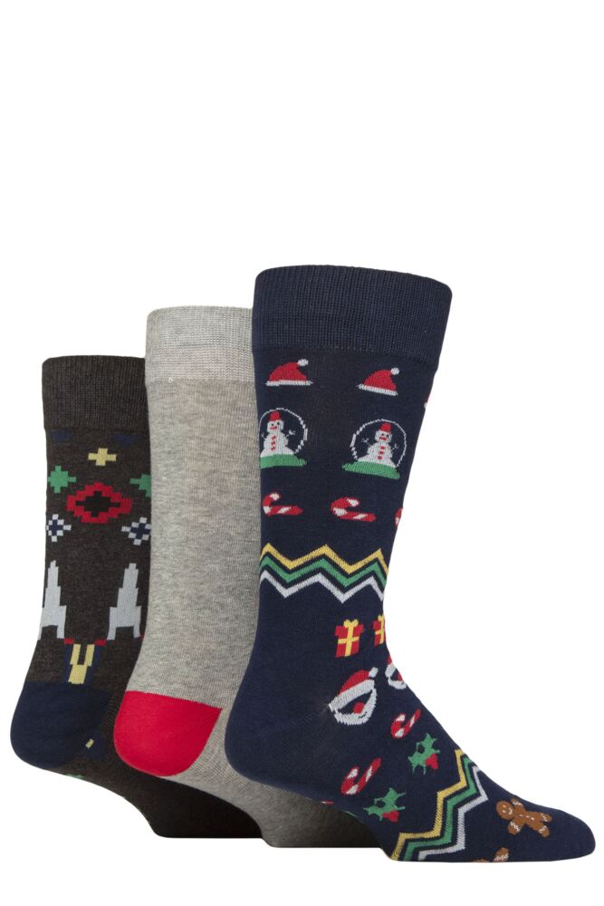 Sockshop WildfeetMens Cotton Christmas Gift Socks 3-Pair