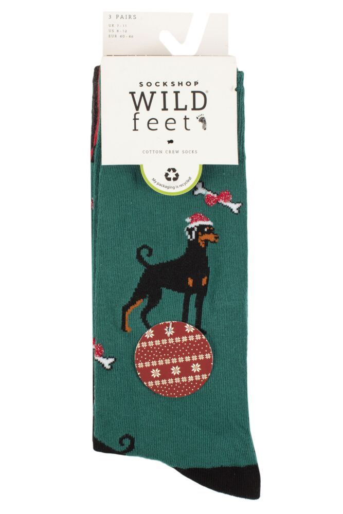 sockshop WildfeetMens Cotton Christmas Gift Socks 3-Pair