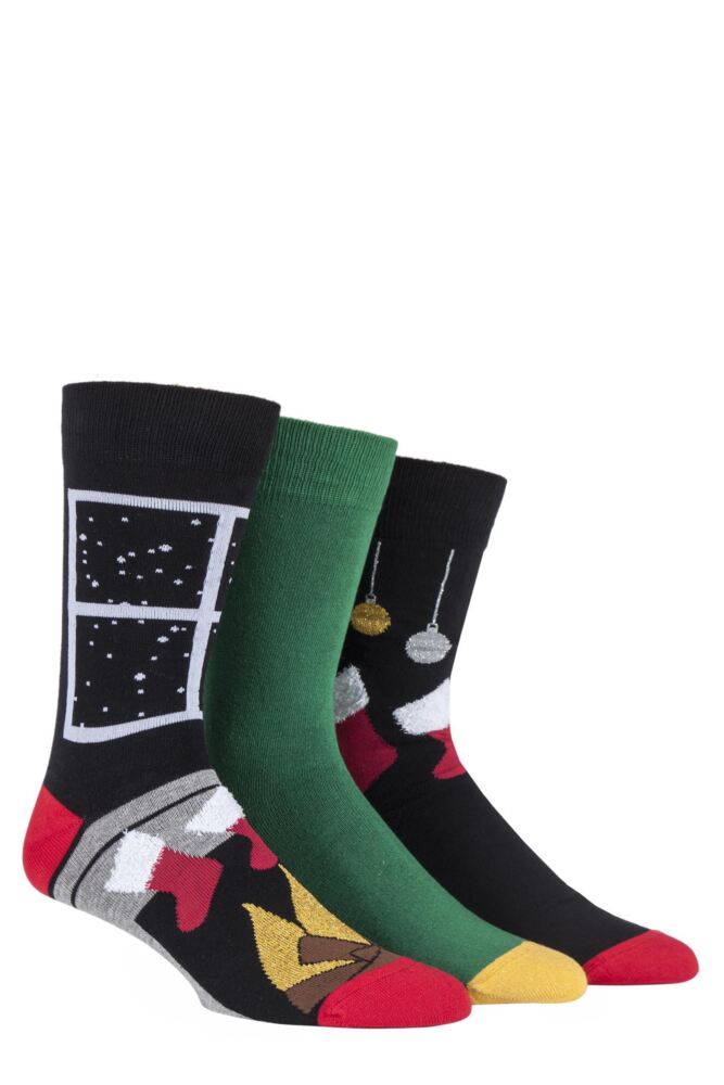 Sockshop WildfeetMens Cotton Christmas Inspired Socks 3-Pair