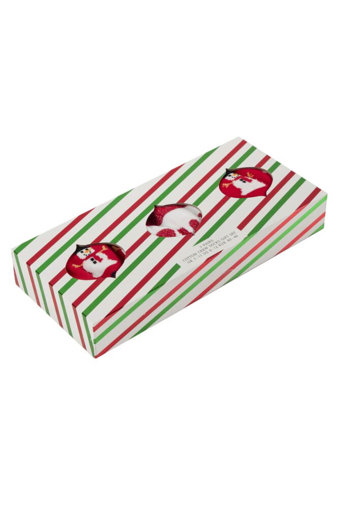 Sockshop WildfeetMens Cotton Christmas Socks 3-Pair Candy Cane Gift Box