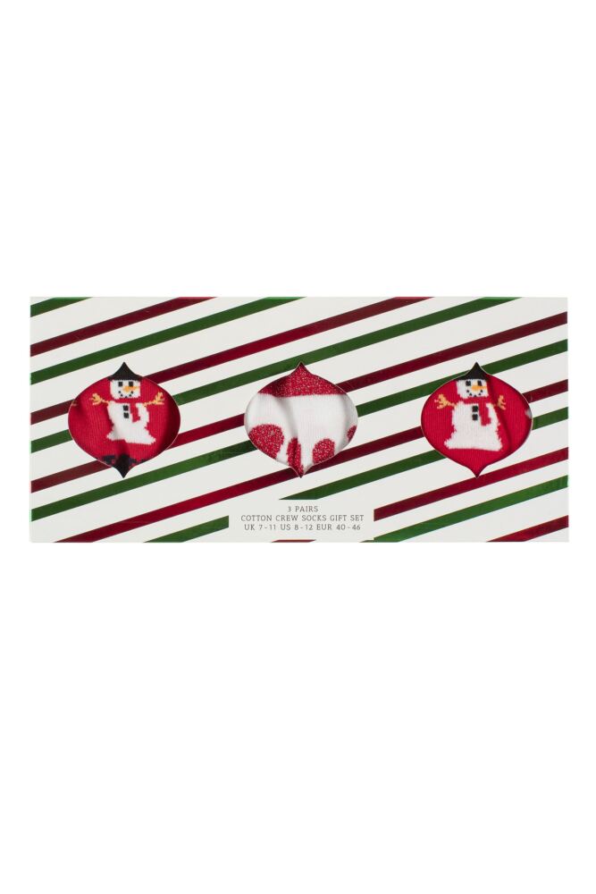 sockshop WildfeetMens Cotton Christmas Socks 3-Pair Candy Cane Gift Box