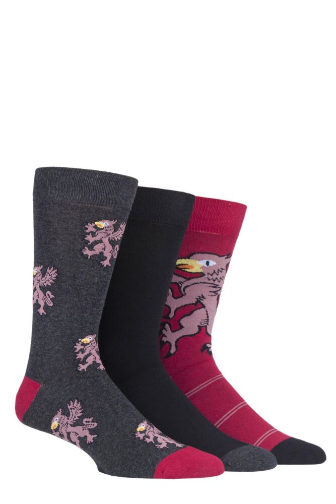 Sockshop WildfeetMens Cotton Griffin Novelty Socks 3-Pair