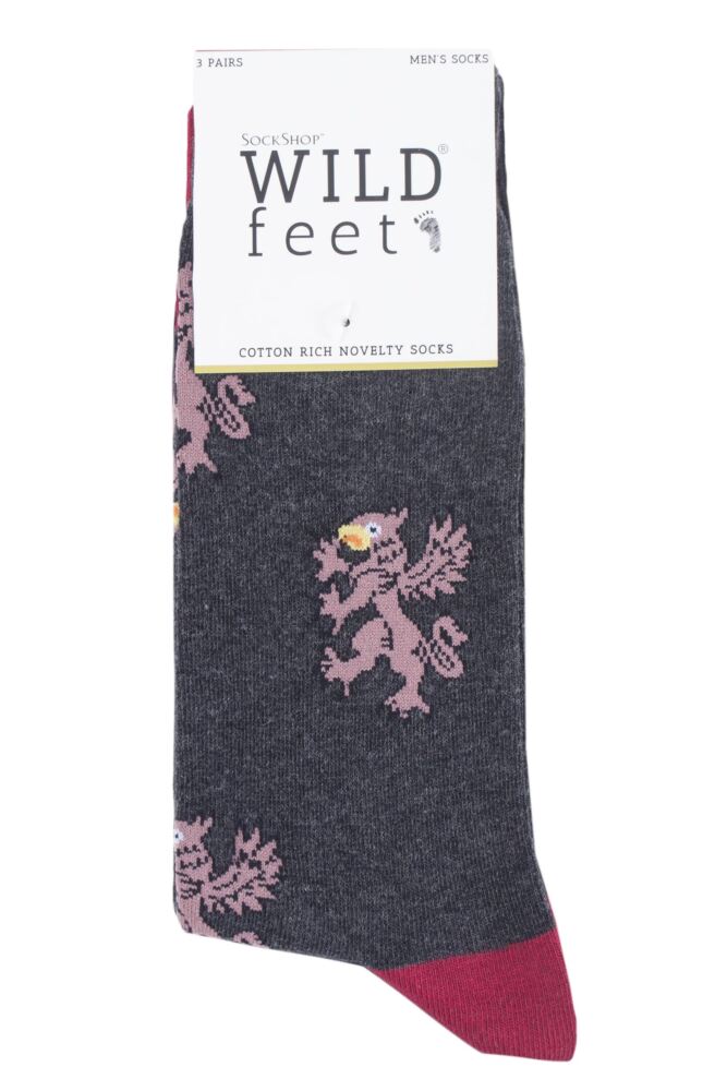 sockshop WildfeetMens Cotton Griffin Novelty Socks 3-Pair