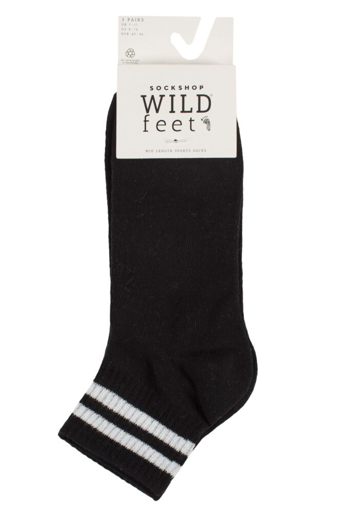 sockshop WildfeetMens Cotton Mid Length Sports Socks 3-Pair