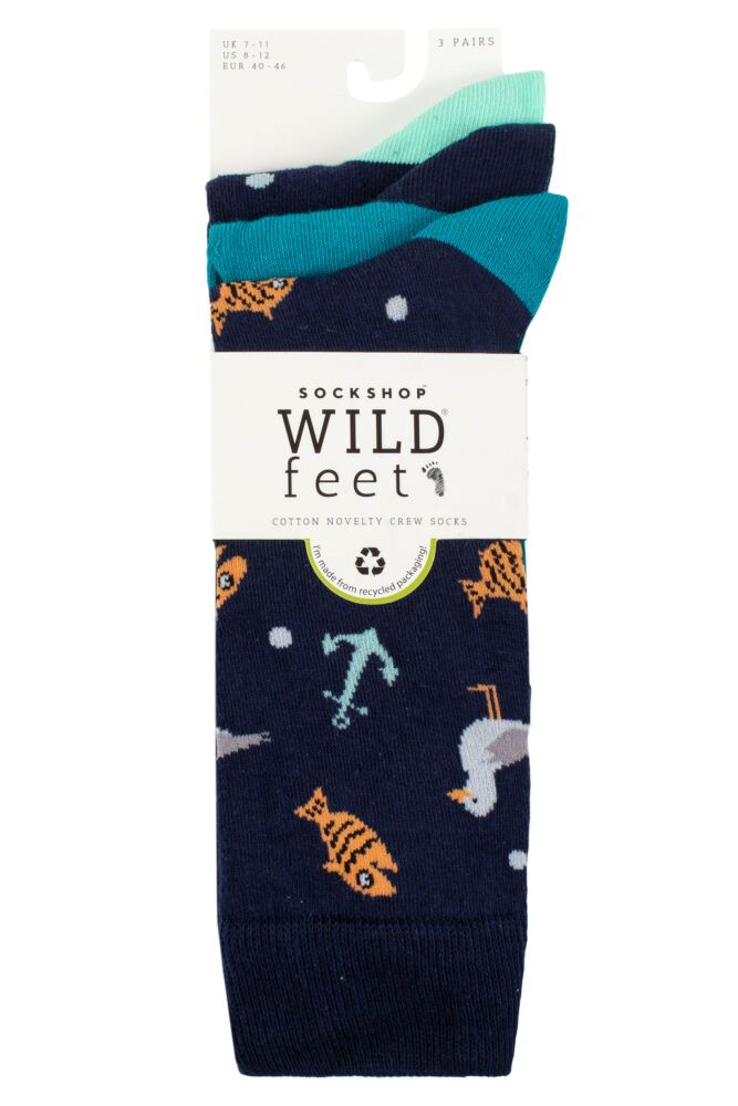 sockshop WildfeetMens Cotton Novelty Patterned Socks 3-Pair