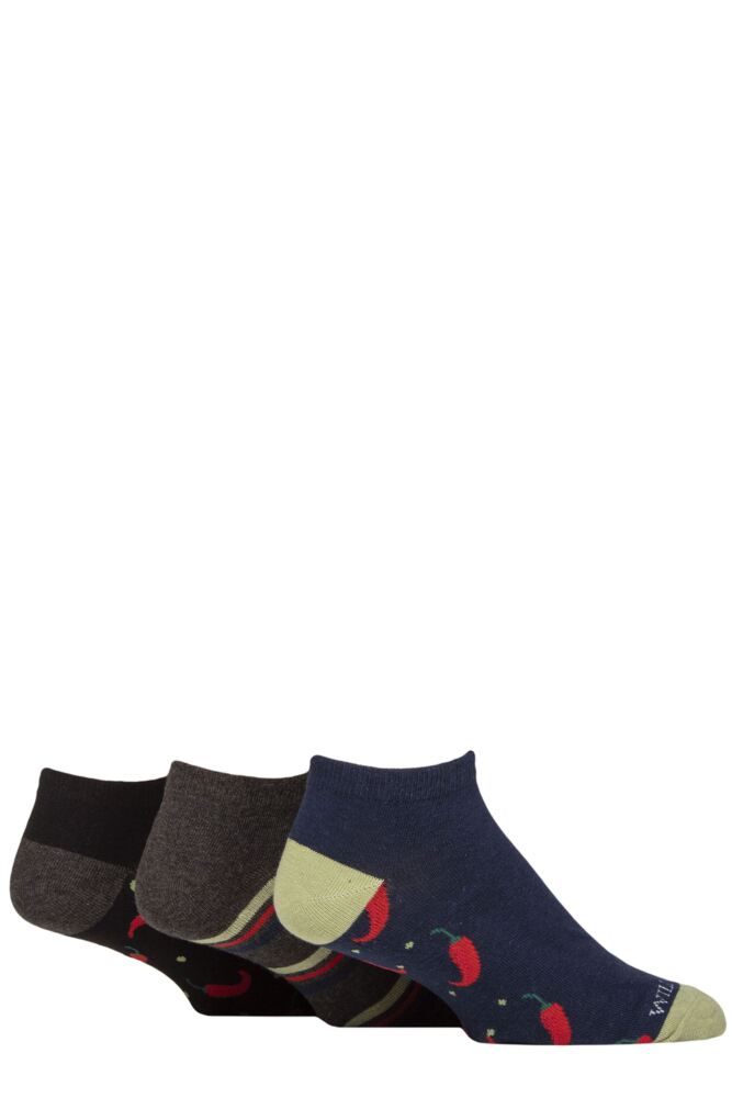 Sockshop WildfeetMens Cotton Novelty Trainer Socks 3-Pair