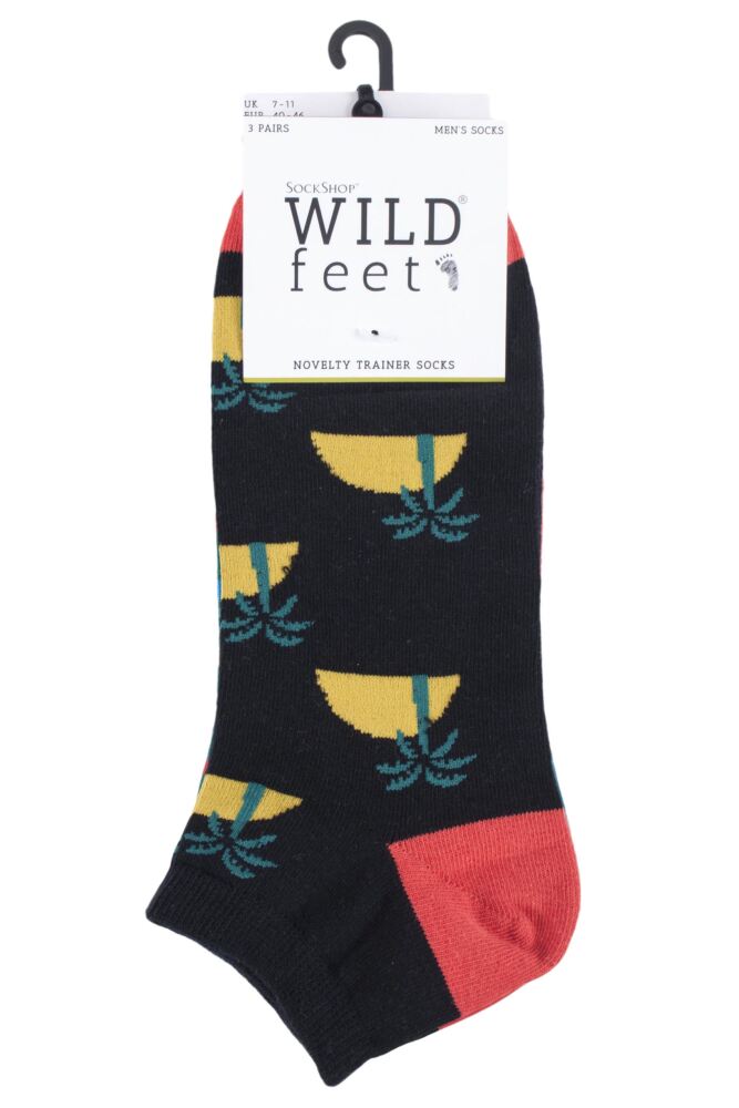 sockshop WildfeetMens Cotton Novelty Trainer Socks 3-Pair