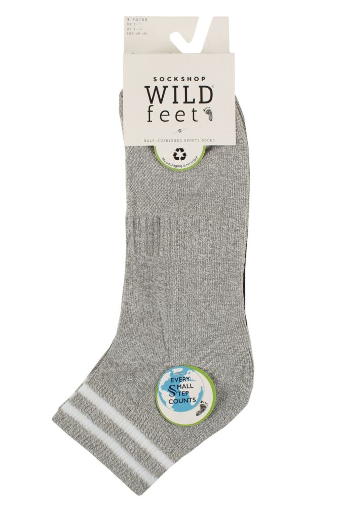 sockshop WildfeetMens Half Cushioned Sports Ankle Socks 3-Pair
