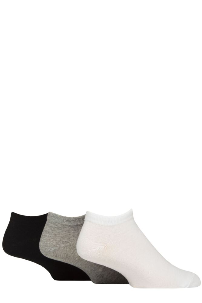 Sockshop WildfeetMens Plain Cotton Trainer Socks 3-Pair