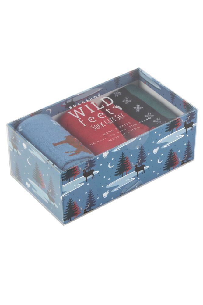 Sockshop WildfeetMens Winter Wonderland Christmas Socks 3-Pair Gift Box