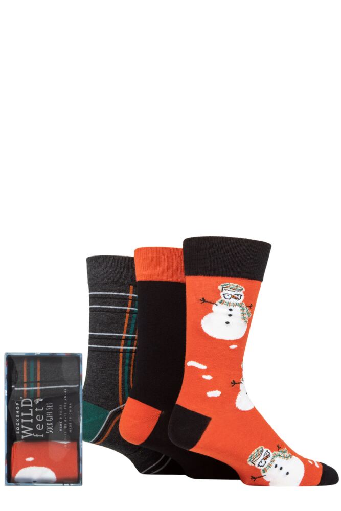 Sockshop WildfeetMens Winter Wonderland Christmas Socks 3-Pair Gift Box
